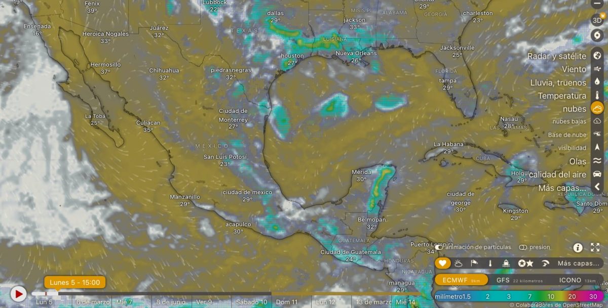 Lluvias puntuales intensas en Yucatán y en el valle de México