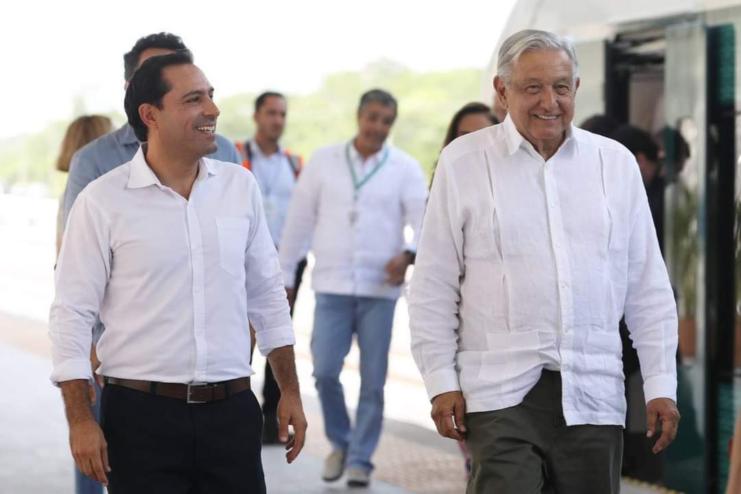 Mauricio Vila junto con el presidente realizaron un segundo recorrido de prueba del Tren Maya.
