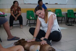 Cecilia Patrón Laviada participó como voluntaria en la jornada de esterilización animal del “Esterimóvil” en la colonia Guadalupana, proyecto que busca alcanzar la meta de más de 4 mil esterilizaciones gratuitas en este año.