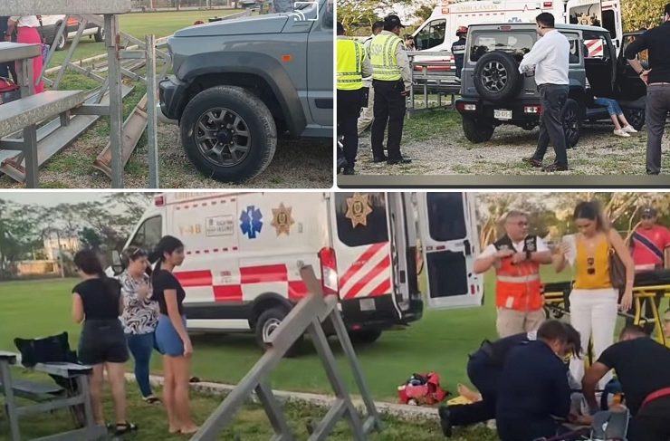 Fuerte accidente Universidad Marista conductora choca en las gradas hay heridos