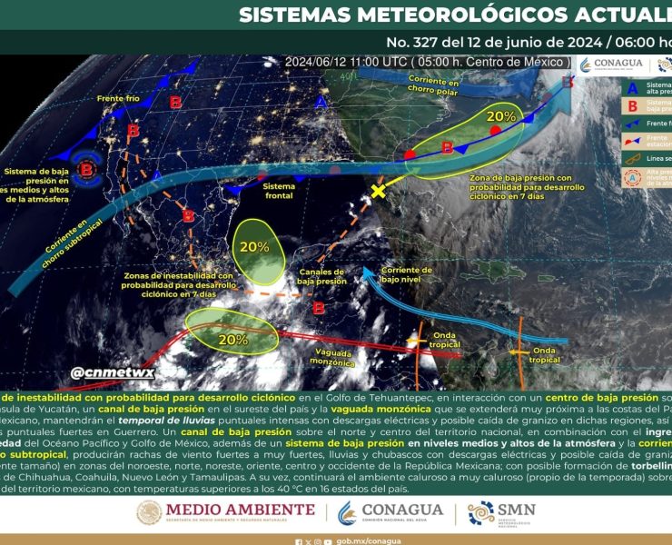 SMN prevé lluvias fuertes en el sureste e intensas en Yucatán