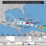 Se espera que el huracán Beryl, traiga vientos peligrosos , y marejada ciclónica por lo que esta tarde se emitió alerta máxima en Jamaica.