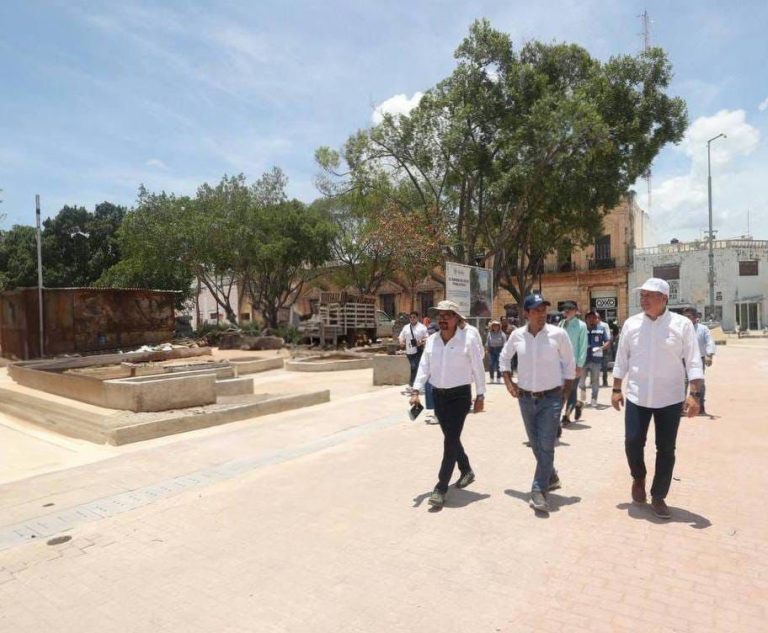 Obras de la Plaza Grande de Mérida avanzan a buen ritmo
