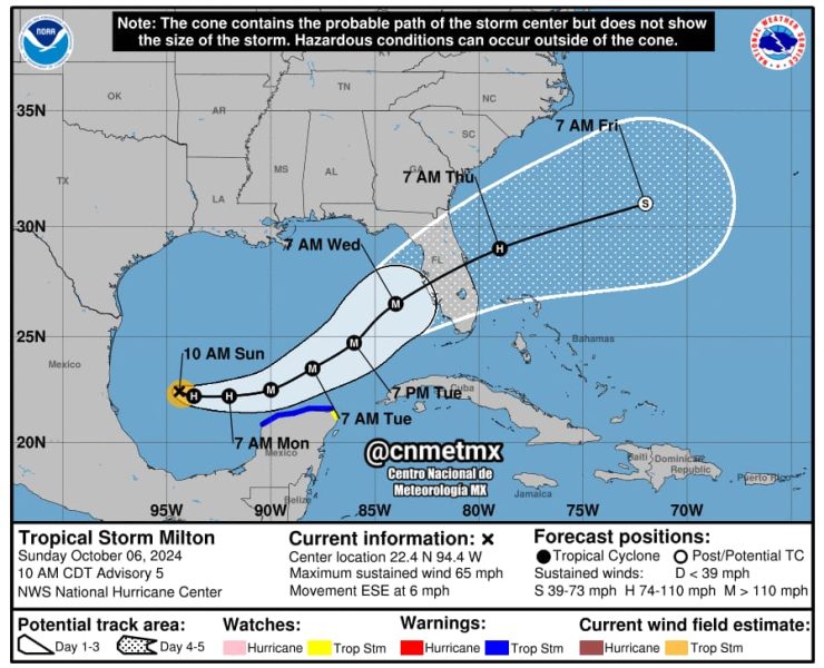 Tormenta Tropical Milton amenaza la costa de Yucatán