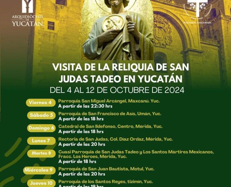 Ya está en Yucatán la reliquia de San Judas Tadeo, del 5 al 12 de octubre