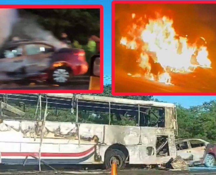 Autobús y auto colisionan una persona muere calcinada en trágico choque en Yucatán