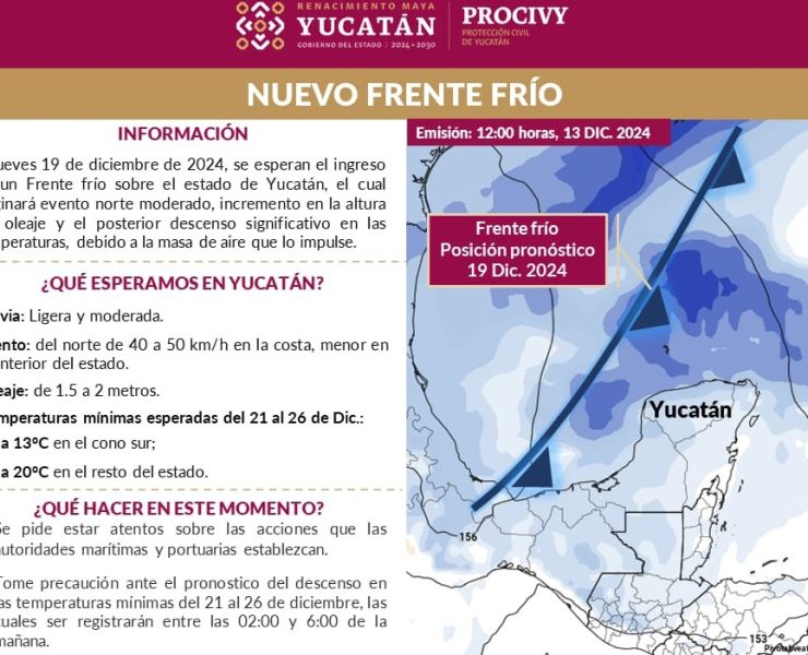 ¡Alerta! Procivy anticipa la llegada de un Nuevo Frente Frío