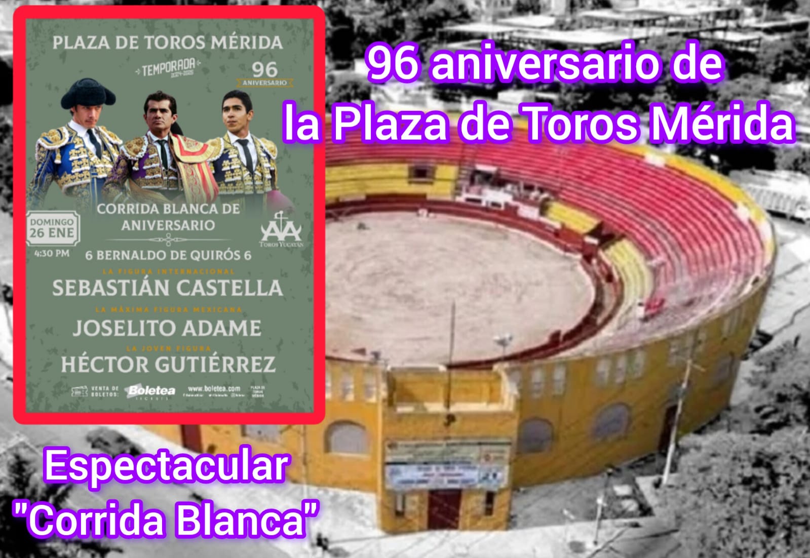 96 Aniversario de la Plaza de Toros Mérida: Espectacular "Corrida Blanca" que hará historia (Video)