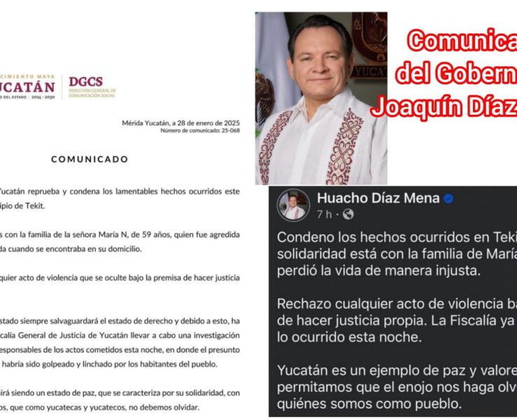 Gobierno de Yucatán reprueba y condena los hechos ocurridos en Tekit