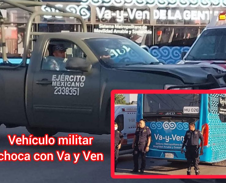 Vehículo militar choca con camión de Va y Ven, deja 5 militares heridos