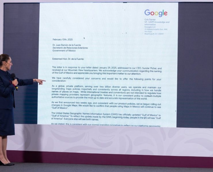 Sheinbaum denuncia a Google por renombrar el Golfo de México y advierte acciones legales