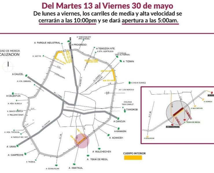 Cierre temporal en un tramo del Anillo Periférico de Mérida: Lo que debes saber