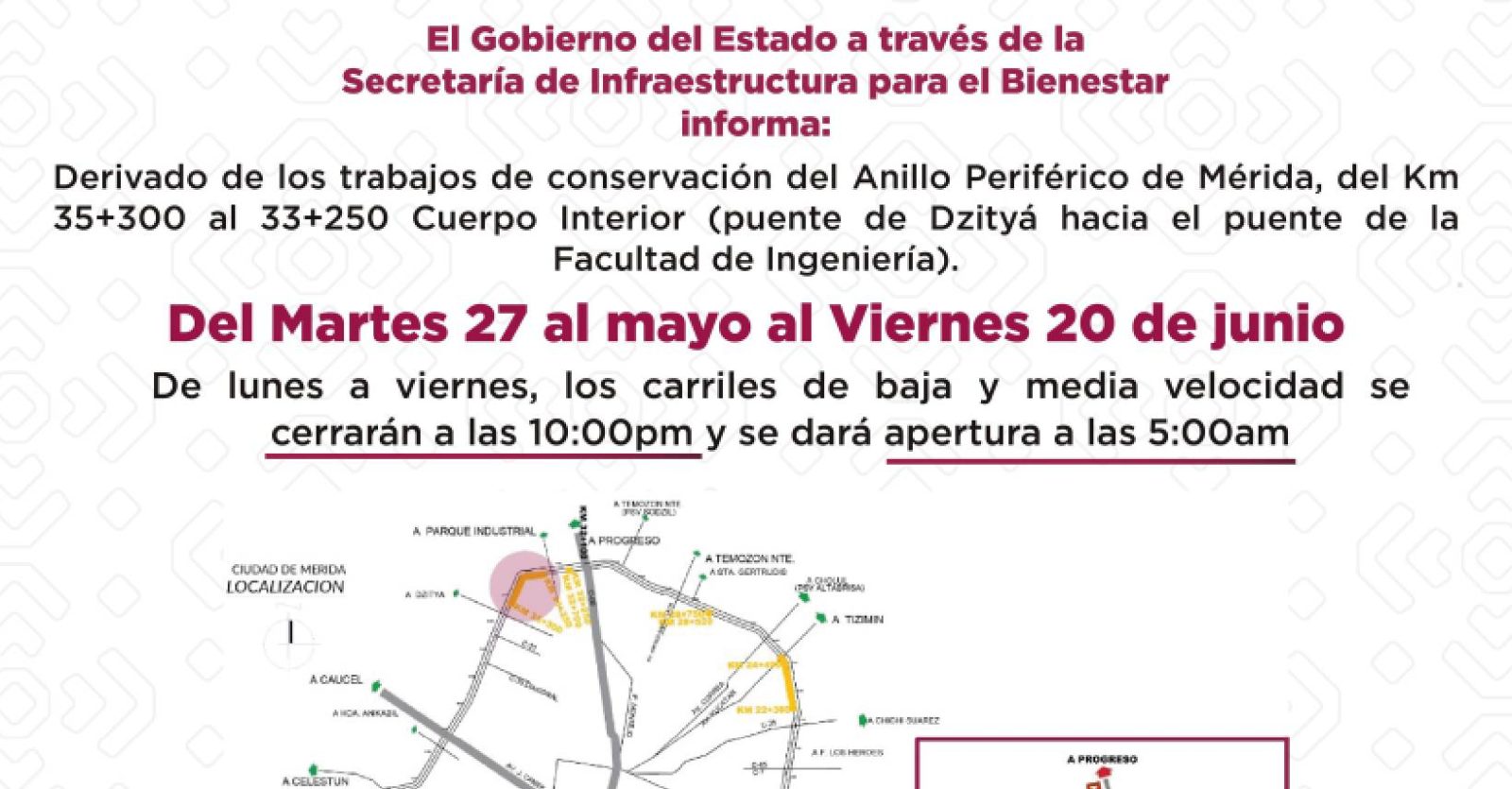 ¡Atención! Cerrarán temporalmente tramo del periférico por trabajos urgentes