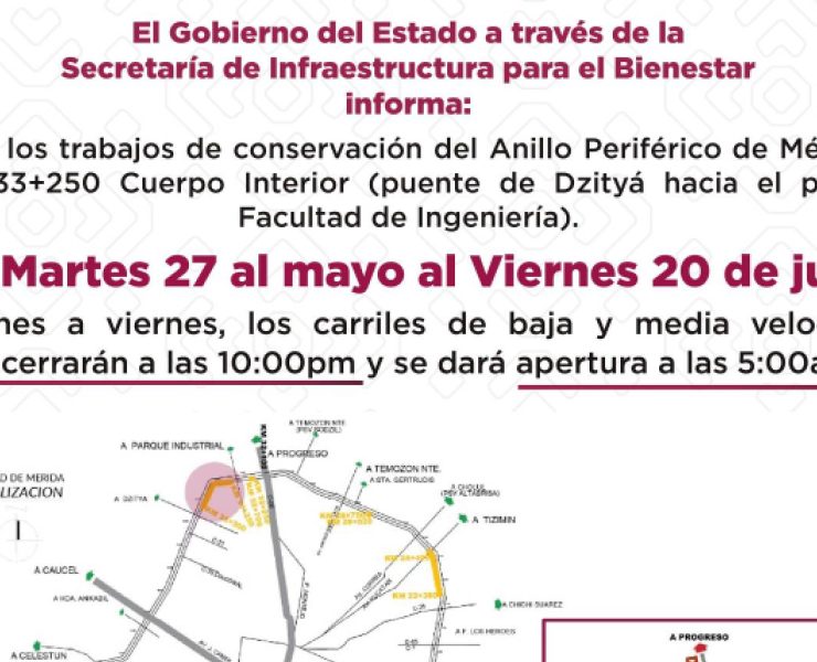 ¡Atención! Cerrarán temporalmente tramo del periférico por trabajos urgentes