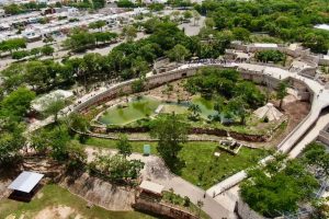Vista aérea del Felinario ``Balam, Balam´´, en el Zoológico Animaya. 