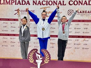 El conjunto juvenil 13-15 años de Yucatán obtuvo triple oro en aros, clavas y all-around, destacando en la gimnasia rítmica nacional.