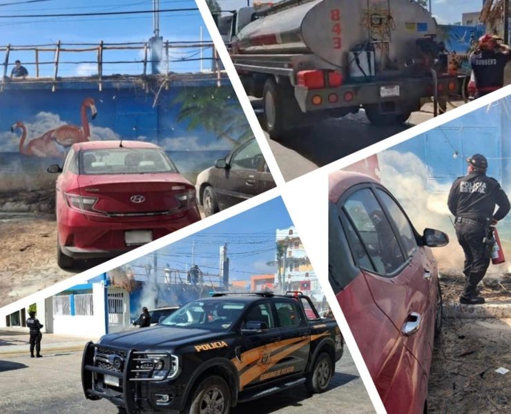¡Fuego en el malecón! Se quema palapa del hotel Costa Azul en Progreso