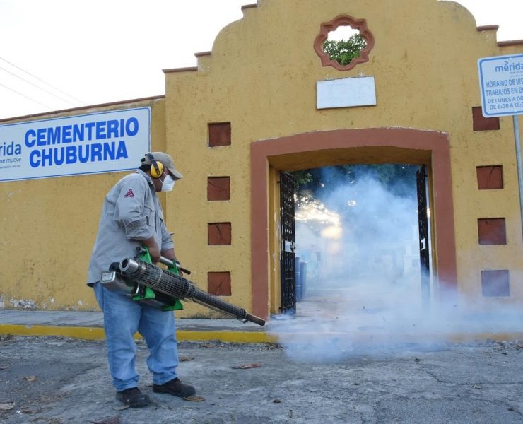 Jornada de fumigación en panteones antes del Día de los Fieles Difuntos