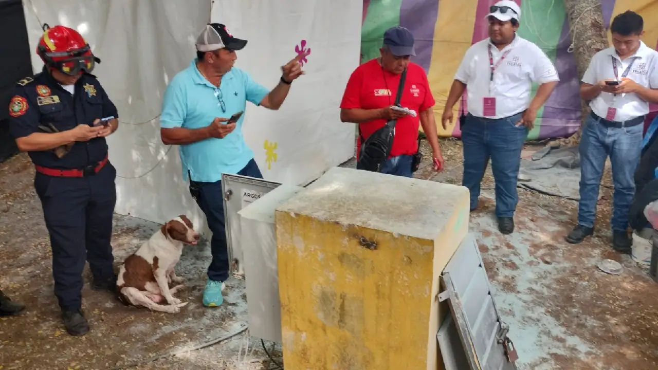 Incidente en área de carga en la Feria Xmatkuil fue atendido a tiempo