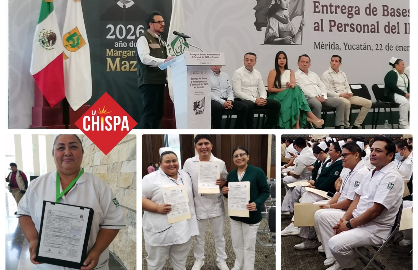 IMSS entrega 124 bases y nuevos nombramientos al personal del IMSS en Yucatán