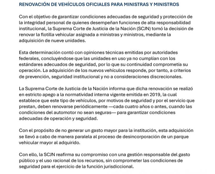 SCJN defiende compra de camionetas blindadas y Sheinbaum exige transparencia sobre el gasto