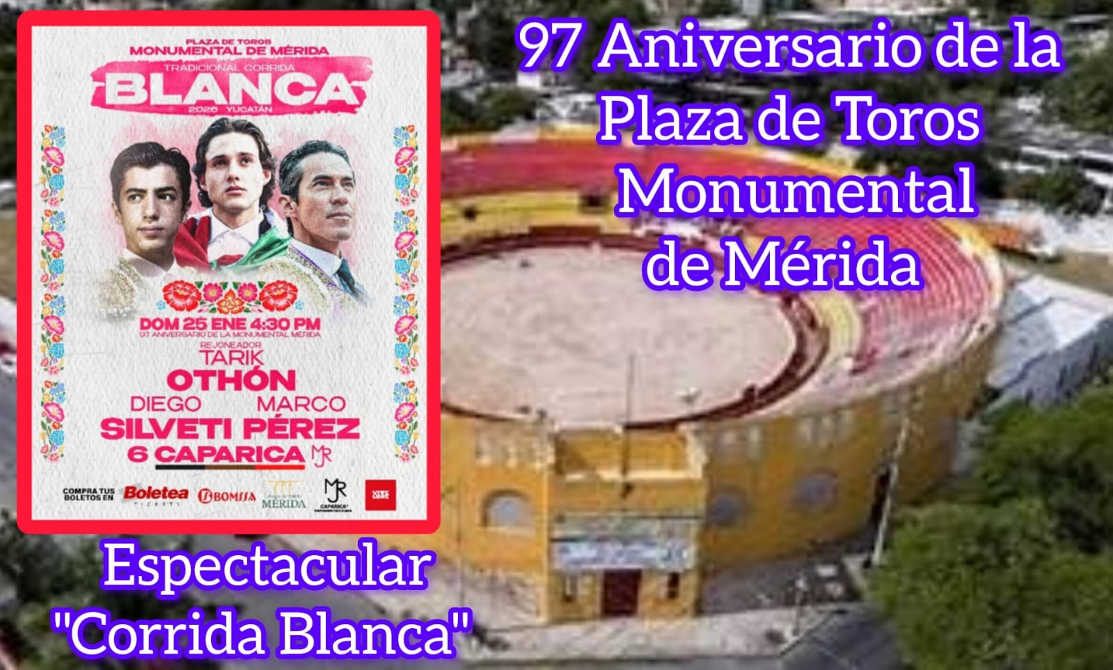 Plaza de Toros Monumental de Mérida Festeja 97 Años con Espectacular Corrida Blanca