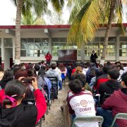 Fomentan conciencia ambiental en estudiantes de Celestún sobre mamíferos marinos