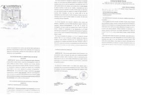 Documentos y oficios firmados por autoridades municipales que, según vecinos de Oncan, avalan la operación de la cantera pese a las denuncias por explosiones con dinamita.
