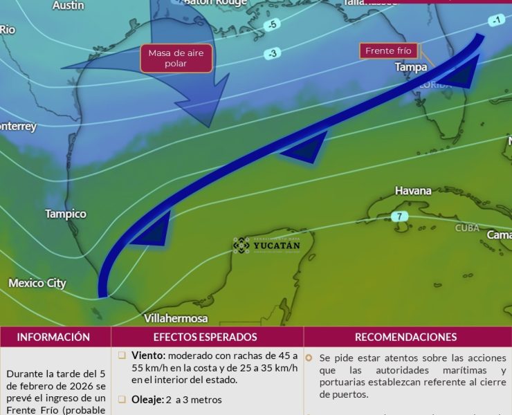 Nuevo frente frío mantendrá ambiente frío en Yucatán hasta febrero