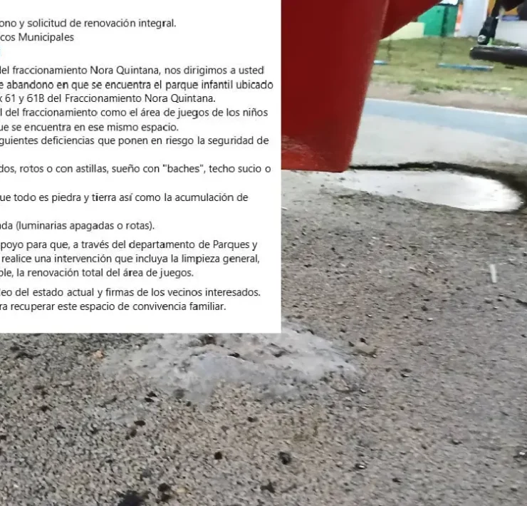 Parque infantil de la Nora Quintana en abandono preocupa a vecinos