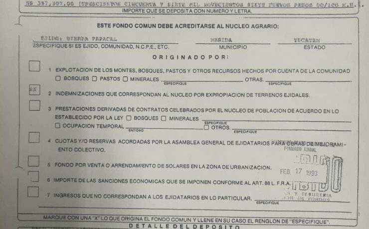 Indemnización por tierras de Sierra Papacal pagada desde 1993
