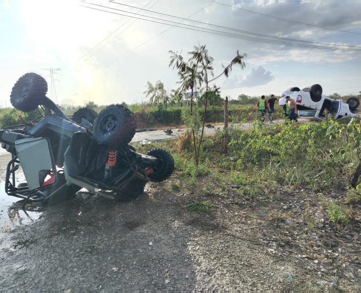 Volcadura impactante en Buctzotz tras maniobra para evitar choque frontal