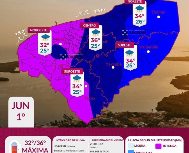 Lluvias Intensas: Procivy prevé fuertes precipitaciones este lunes en Yucatán
