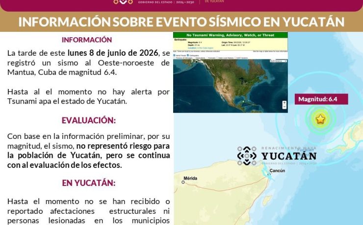 Sismo fuerte aguas del Mar Caribe frente a Cuba y se siente en Yucatán