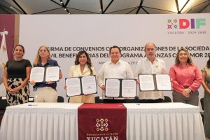 El gobernador Joaquín Díaz Mena encabezó la firma de los convenios 2026 del programa Alianzas con Amor, mediante el cual el Renacimiento Maya destina 27.6 mdp para fortalecer a 63 organizaciones civiles en Yucatán.