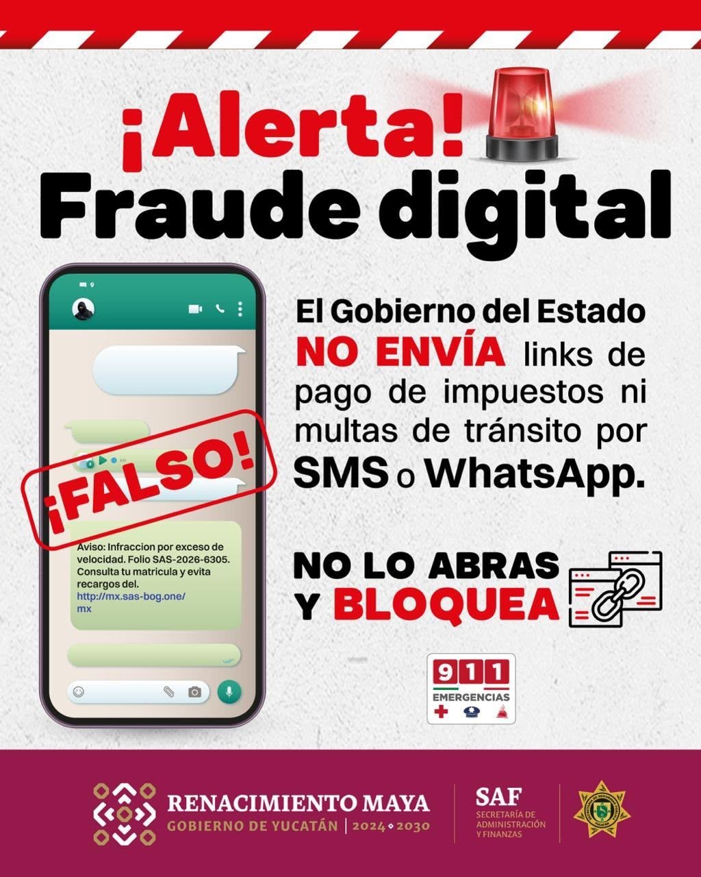¡Alerta! Gobierno del Estado alerta sobre mensajes falsos para pago de multas