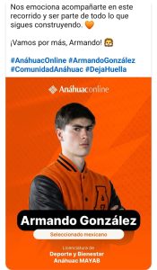 Armando González “La Hormiga”, delantero de Chivas y seleccionado mexicano, estudiará en línea la Licenciatura en Deporte y Bienestar en la Universidad Anáhuac Mayab, en Mérida.