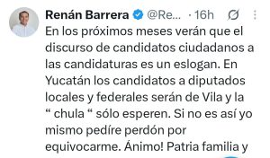 La postura de Renán Barrera aviva el debate interno sobre la dirigencia y las futuras candidaturas del PAN en Yucatán.