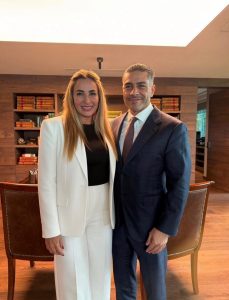 Jessica Saiden Quiroz y Omar García Harfuch durante la reunión en la que abordaron acciones para fortalecer la agenda de seguridad y la coordinación institucional.