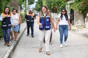 Cecilia Patrón supervisa las acciones preventivas implementadas en Mérida ante las posibles lluvias asociadas a la tormenta tropical Isaías.