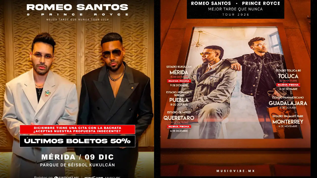 Concierto de Romeo Santos y Prince Royce nuevas fechas para diciembre