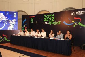 Cecilia Patrón Laviada presentó la segunda edición del Festival de Jazz Mérida 2026, que del 18 al 22 de noviembre reunirá a 40 artistas de cinco países con conciertos y actividades gratuitas para impulsar la cultura y el turismo en la capital yucateca.