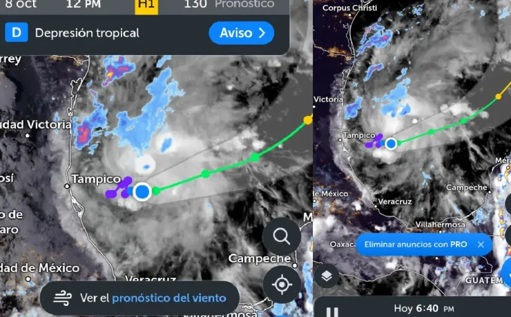 Sistema en el Gofo de México evolución prevista