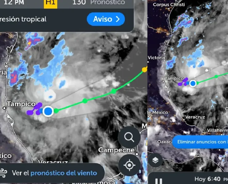 Sistema en el Gofo de México evolución prevista