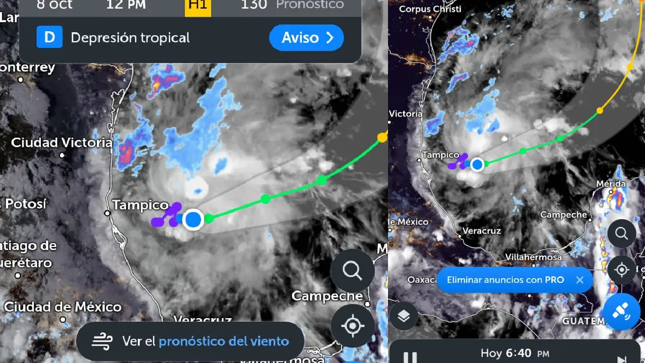 Sistema en el Gofo de México evolución prevista